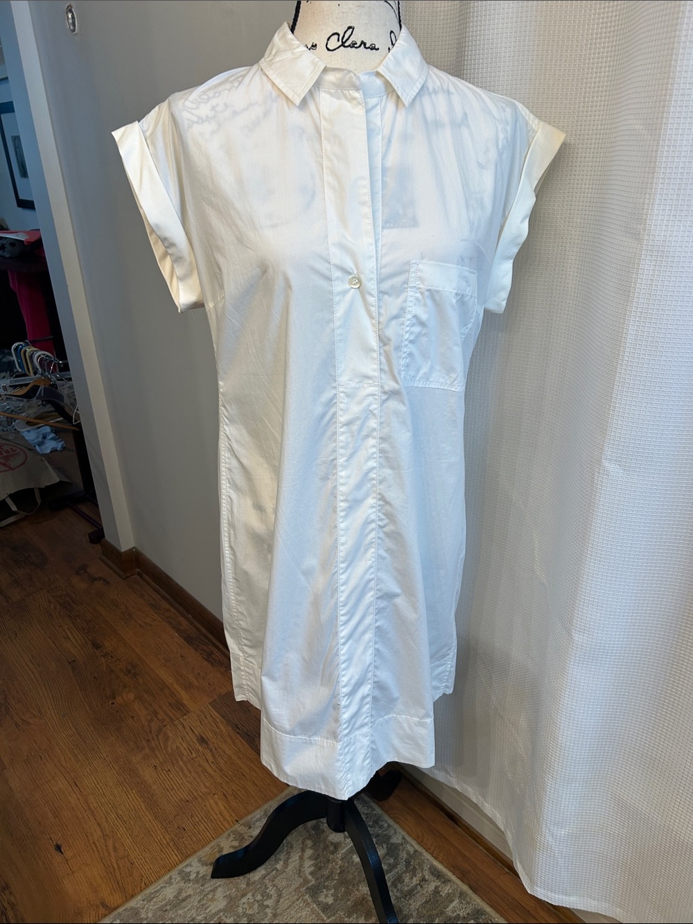 J. Crew White Cap-Sleeve Shirt Dress NWT 100% Cotton, Minimalist, Classic, Small